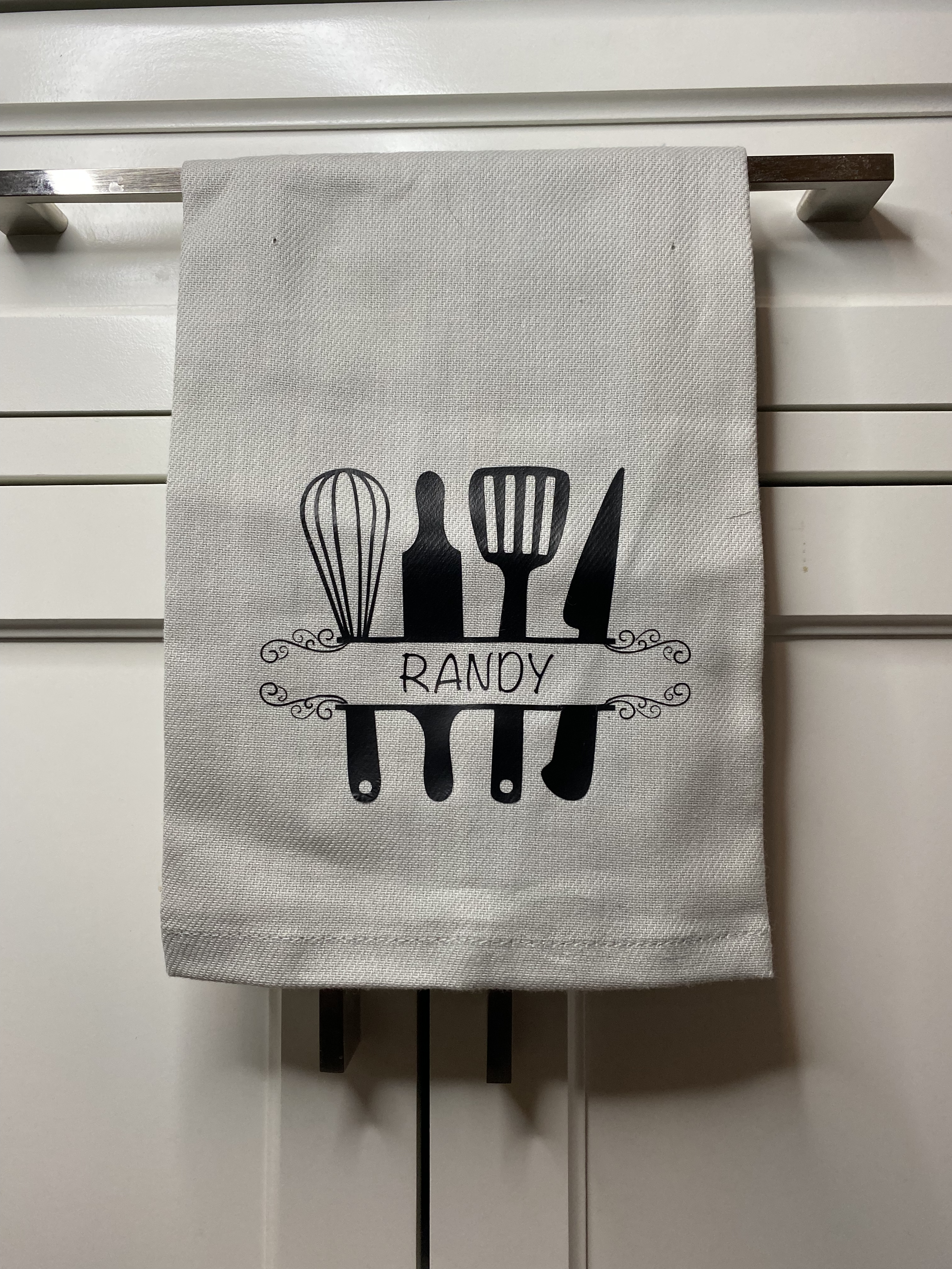 Black Embroidered Kitchen Towel Set of 2 